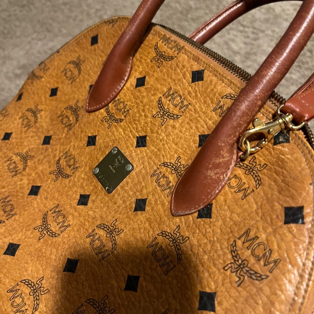 MCM Authentic Alma Visetos Cognac 2 Way Shoulder Bag made in Germany - Picture 4 of 11